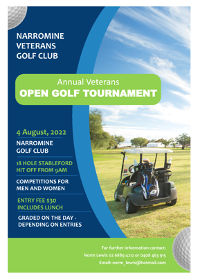 Annual Veterans Open Golf Tournament - NARROMINE